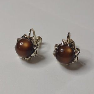 Vintage Lightweight Metal And Plastic Screw On Earrings